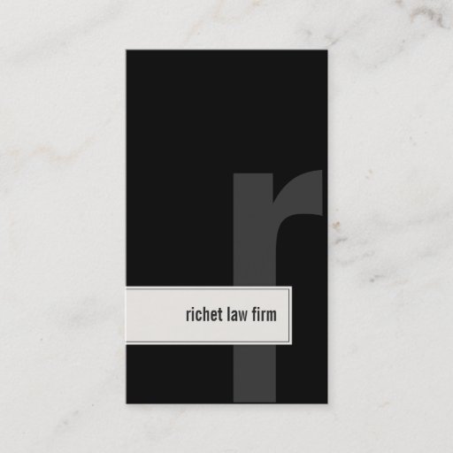 Customizable Law Firm Lawyer Business Card Bold Monogram Black