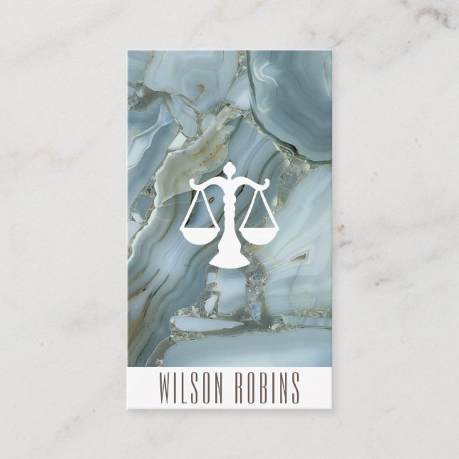 Law firm logo gold glitter marble business card (Front)