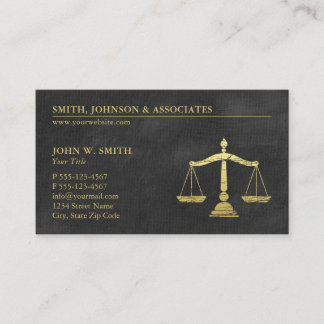 Law Firm Scales of Justice Gold (effect) Lawyers Business Card