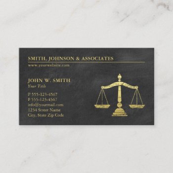 Law Firm Scales Of Justice Gold (effect) Lawyers Business Card by superdazzle at Zazzle