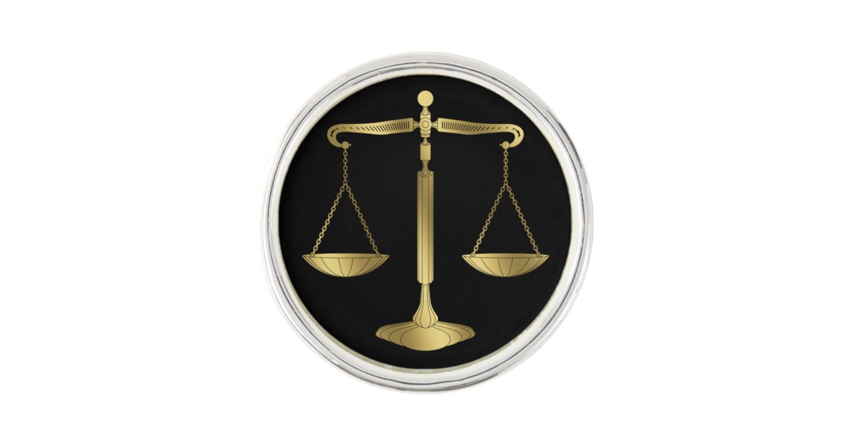Law Golden Scales of Justice Pin Zazzle