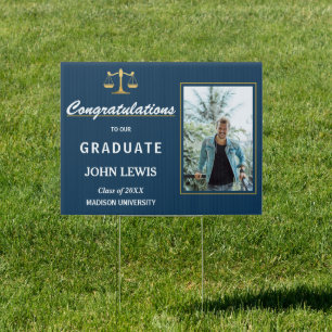 Law Graduate Blue and gold Photo Sign