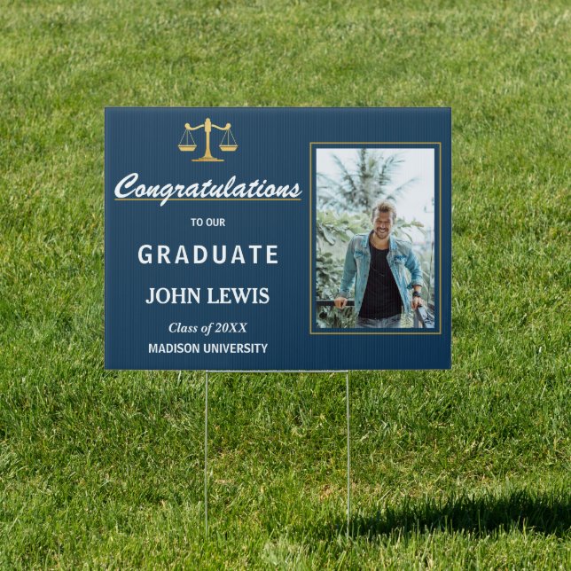 Law Graduate Blue and gold Photo Sign (Insitu)