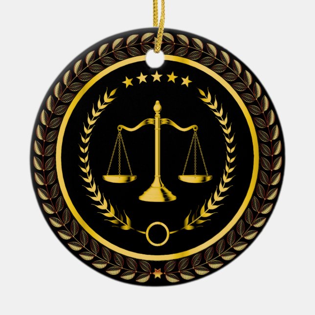 Law, Lawyer, Scales of Justice Ceramic Ornament (Front)