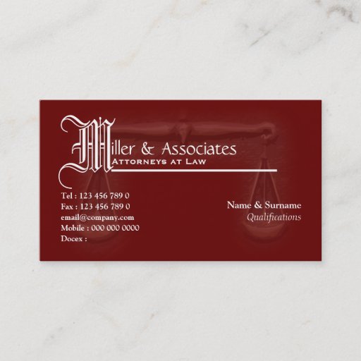 Customizable Law legal attorney advocate burgundy business card
