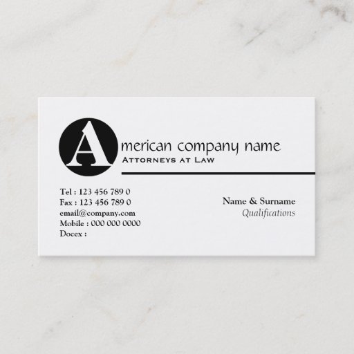 Customizable Law legal attorney monogram A Business Card