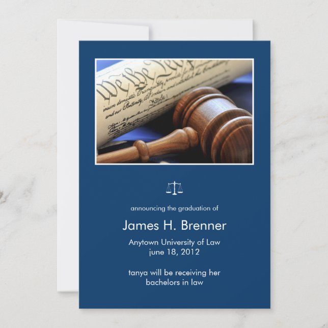 Law Major Photo Graduation Announcement (Front)