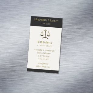 Law Modern Minimalist Elegant Scales of Justice Business Card Magnet