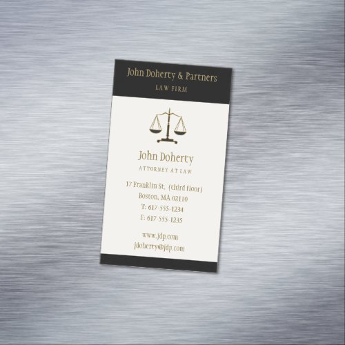 Law  Modern Minimalist Elegant Scales of Justice Business Card Magnet