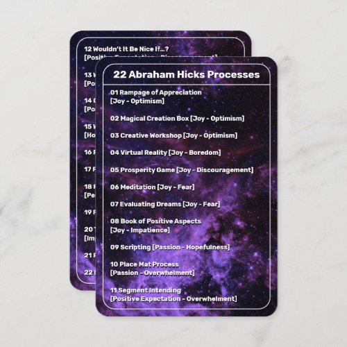 Law of Attraction 22 Processes List Galaxy Card