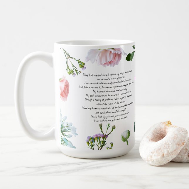 Law of Attraction Abundance Prayer Coffee Mug (With Donut)