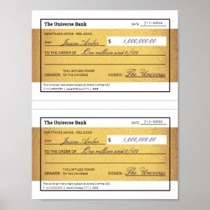 Law of Attraction Blank Printable Gold Check Poster