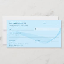 Law of Attraction Blue Blank Abundance Cheque