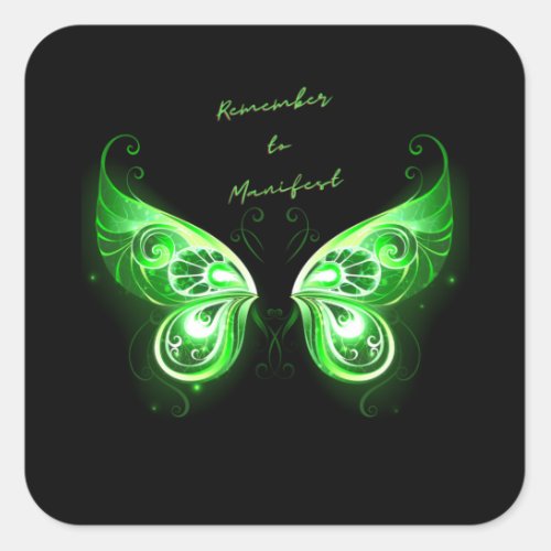 Law of Attraction Butterfly Remember to Manifest Square Sticker