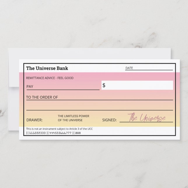 Law of Attraction Cute Pink Check Flat Card (Front)