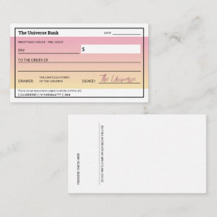 Law of Attraction Cute Pink Manifest Money Check  Note Card