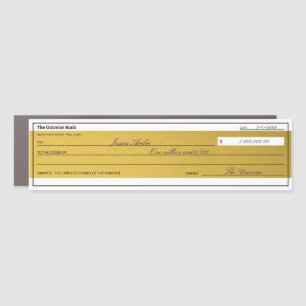 Law of Attraction Elegant Gold Abundance Check Car Magnet