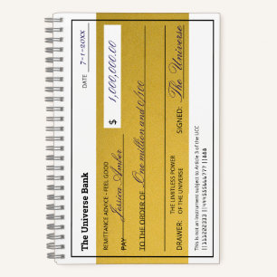 Law of Attraction Elegant Gold Abundance Check Notebook