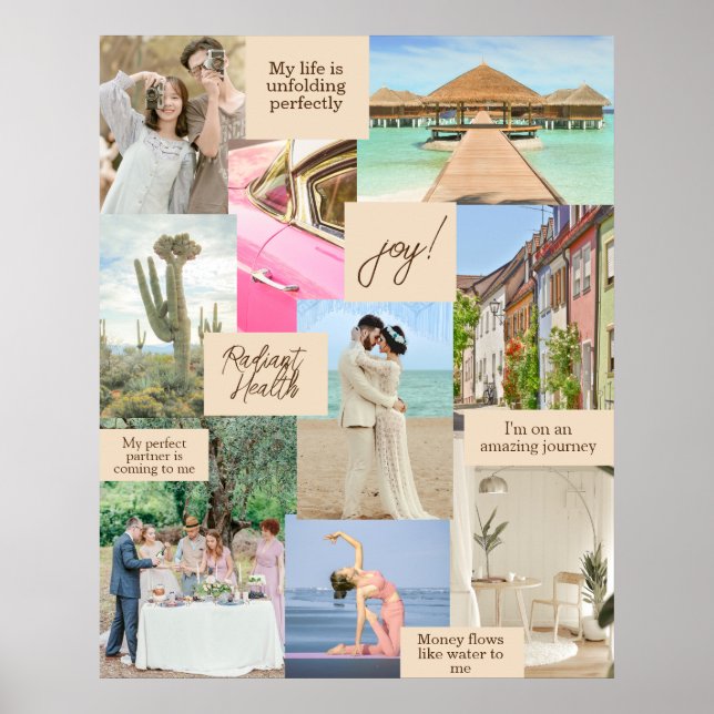 Law of Attraction Girly Photo Grid Vision Board Poster (Front)