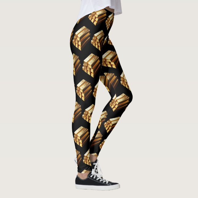 Law of Attraction Gold Bars Bling Black Leggings (Right)