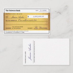 Law of Attraction Gold Manifestation Blank Check  Note Card