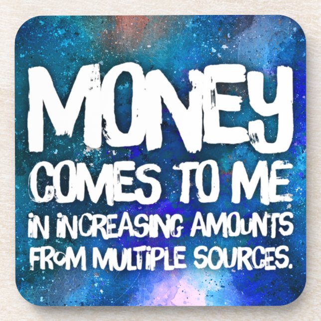 Law of Attraction Money Manifestation Quote Wealth Beverage Coaster (Front)