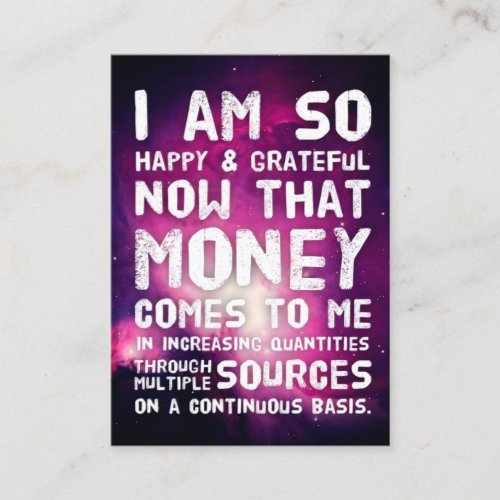 Law of Attraction Money Manifestation Quote Wealth Business Card