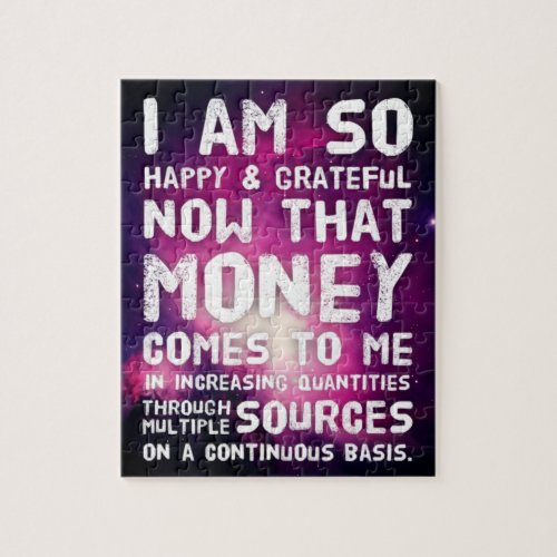 Law of Attraction Money Manifestation Quote Wealth Jigsaw Puzzle