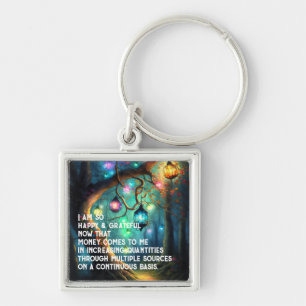 Law of Attraction Money Manifestation Quote Wealth Keychain
