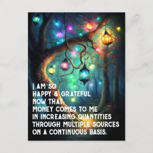 Law of Attraction Money Manifestation Quote Wealth Postcard