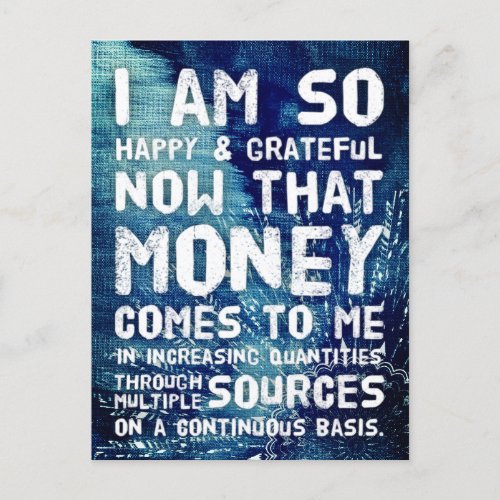 Law of Attraction Money Manifestation Quote Wealth Postcard