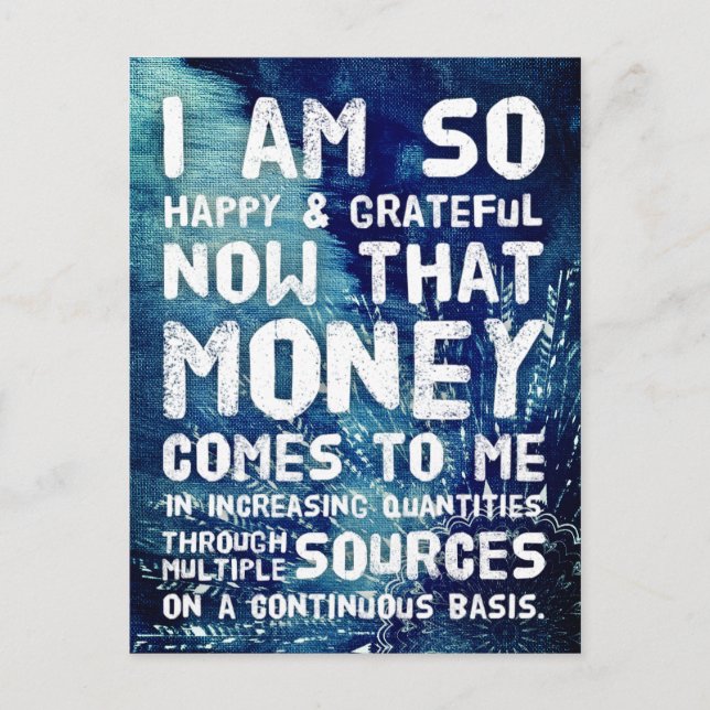 Law of Attraction Money Manifestation Quote Wealth Postcard (Front)