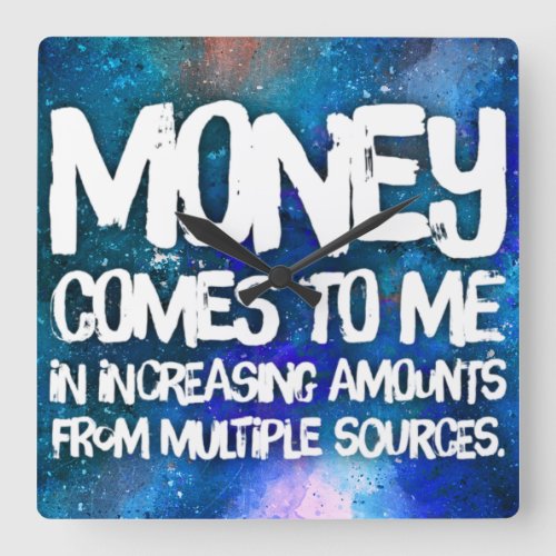 Law of Attraction Money Manifestation Quote Wealth Square Wall Clock