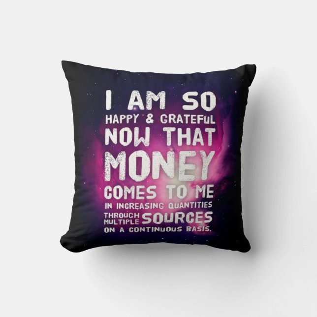 Law of Attraction Money Manifestation Quote Wealth Throw Pillow (Front)