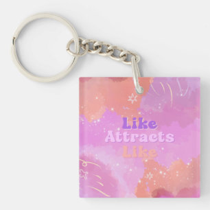 Law of Attraction Motivational Inspirational Pink Keychain