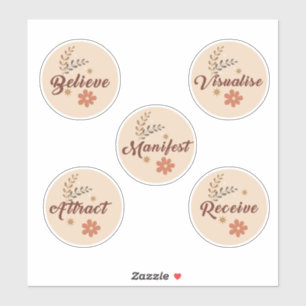 Law of Attraction-Positive Words- Pack of 5 Boho Sticker