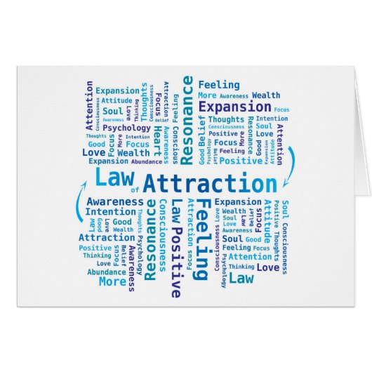 Law of Attraction Word Cloud in Blue Colors (Front Horizontal)