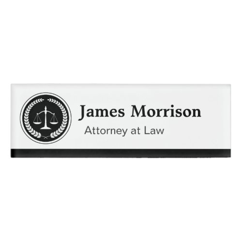 Law Office Attorney Lawyer Scale of Justice Logo Name Tag