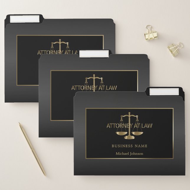 Law Office - Black and Gold File Folder (Set)