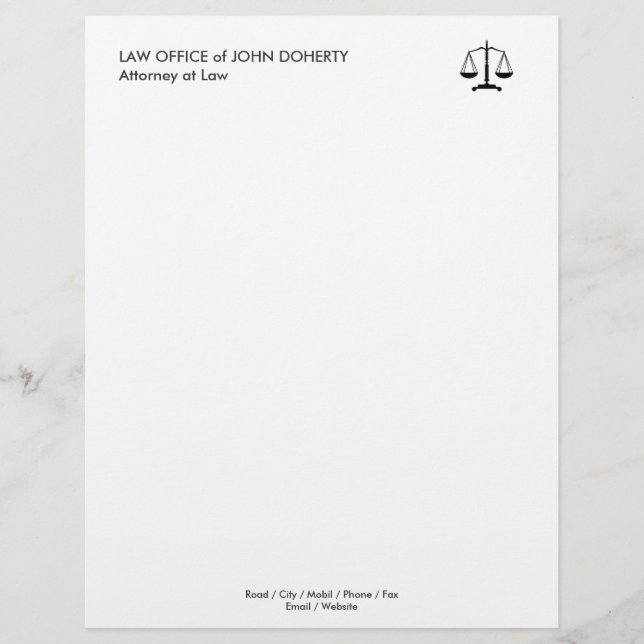 LAW OFFICE | Classic Scales Of Justice Letterhead (Front)