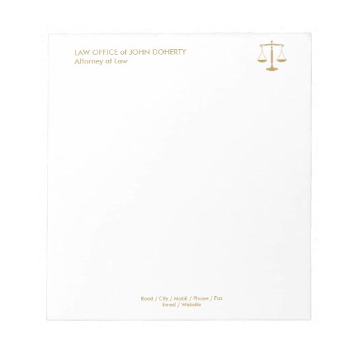 LAW OFFICE  Classic Scales Of Justice Notepad