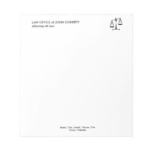 LAW OFFICE  Classic Scales Of Justice Notepad