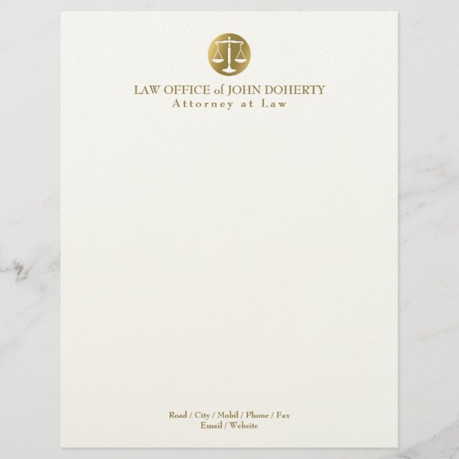 LAW OFFICE | Elegant Gold Letterhead (Front)