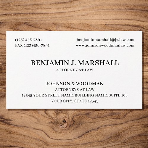 Law Office Legal Formal Professional Black Business Card