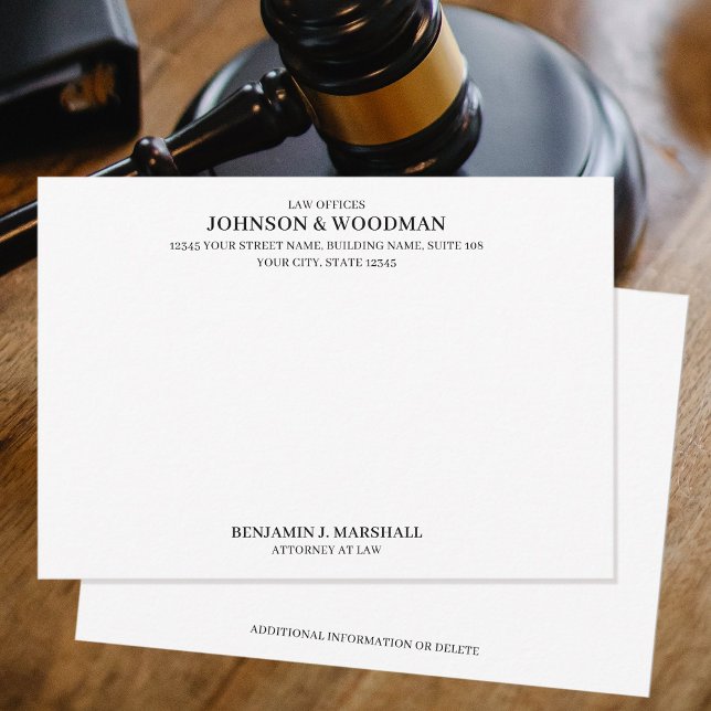 Law Office Legal Formal Professional Black Note Card (Creator Uploaded)