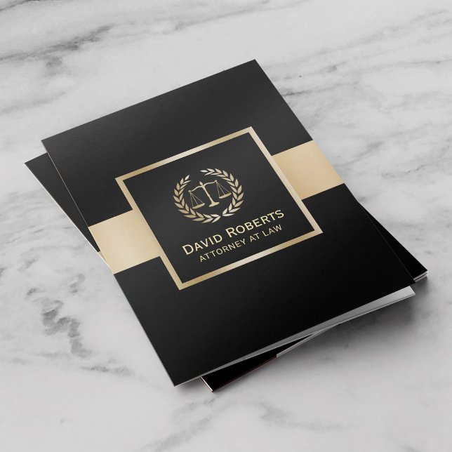 Law Office Modern Black & Gold Attorney Lawyer Pocket Folder (Creator Uploaded)