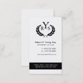 Law Offices Attorney Lawyer Laurel Wreath Monogram Business Card (Front/Back)