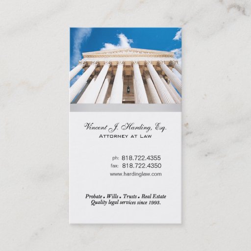 Customizable Law Offices Attorney Lawyer Pillars Supreme Court Business Card