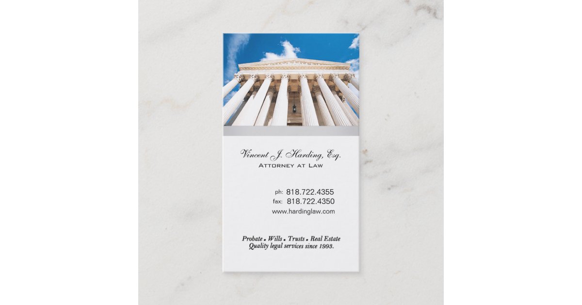Law Offices Attorney Lawyer Pillars Supreme Court Business Card Zazzle