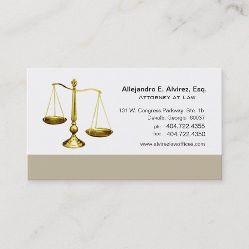 Customizable Law Offices Attorney Lawyer Scales of Justice Business Card Template